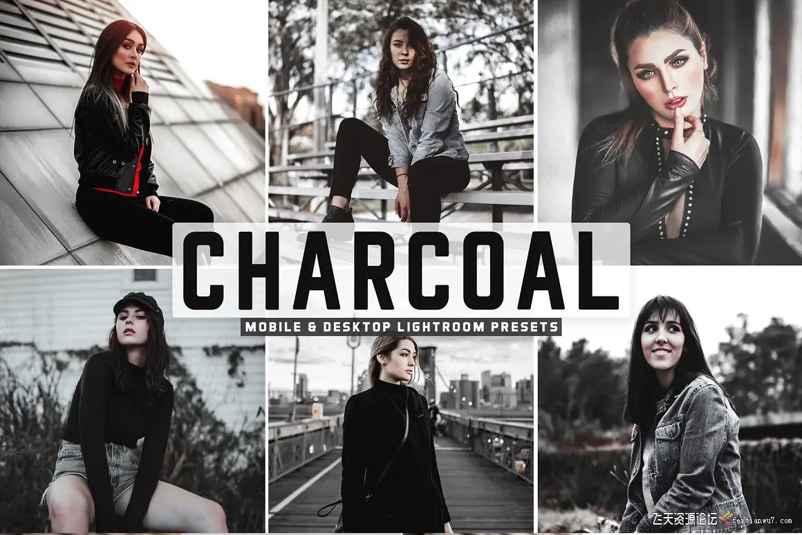 时尚人像中性灰色调Lightroom预设/APP预设Charcoal Pro Lightroom Presets