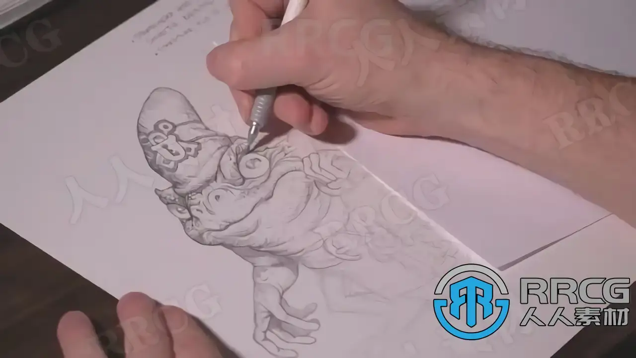 卡通动漫怪物角色传统绘画工作流程视频教程 绘画插画教程 人人CG (6) waifu2x 2x 2n jpg