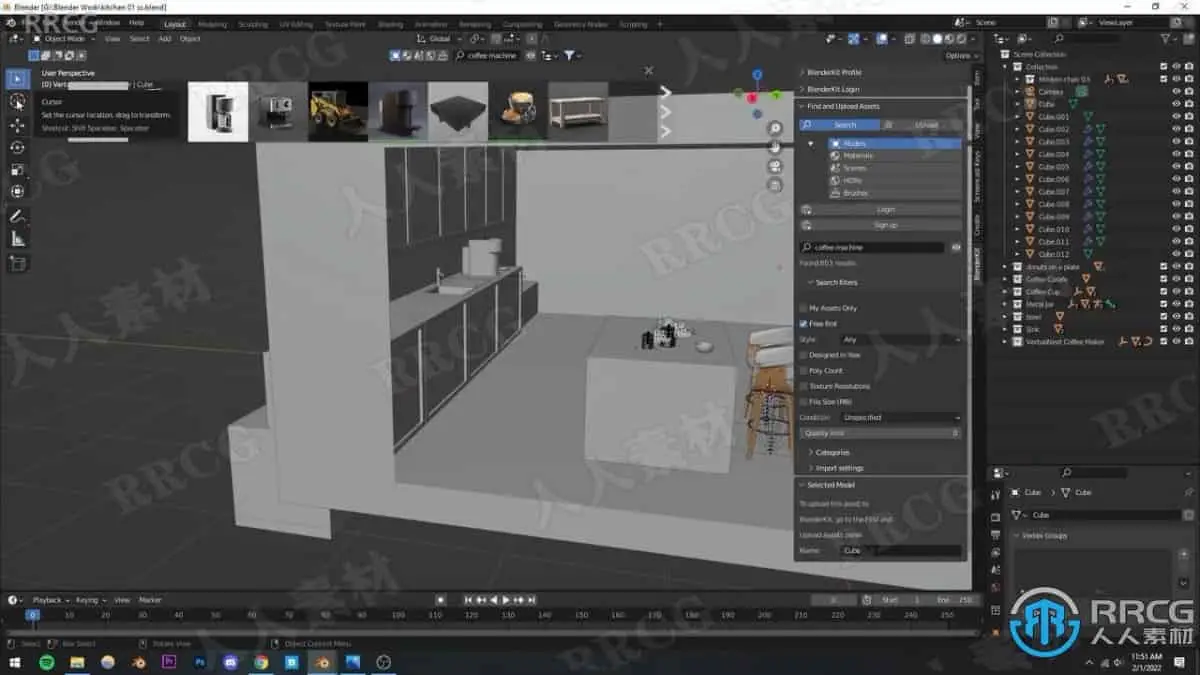 Blender逼真厨房场景实例制作视频教程 3D与动画教程 人人CG (3)