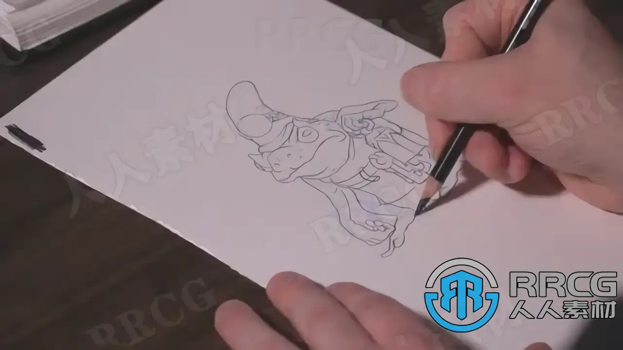 卡通动漫怪物角色传统绘画工作流程视频教程 绘画插画教程 人人CG (4) waifu2x 2x 2n jpg