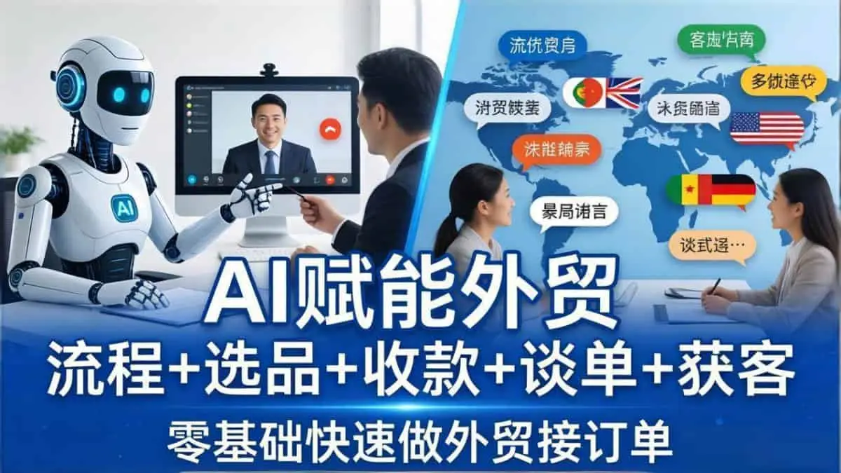 （17930期）外贸+AI实战课：流程+选品+收款+谈单+获客，零基础快速做外贸接订单