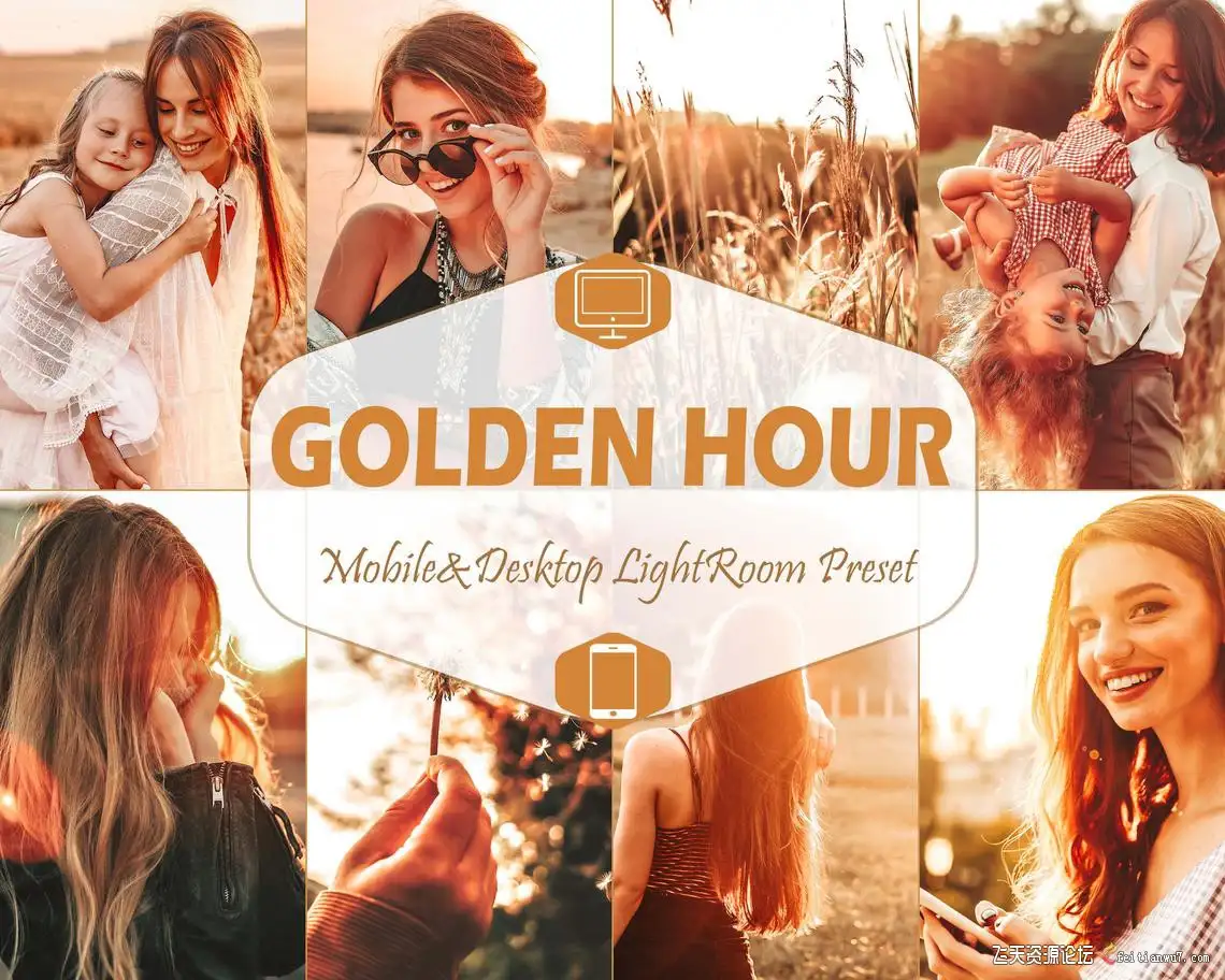 黄昏夕阳逆光人像魔幻金色光芒效果LR预设/APP预设Golden Hour Lightroom Presets