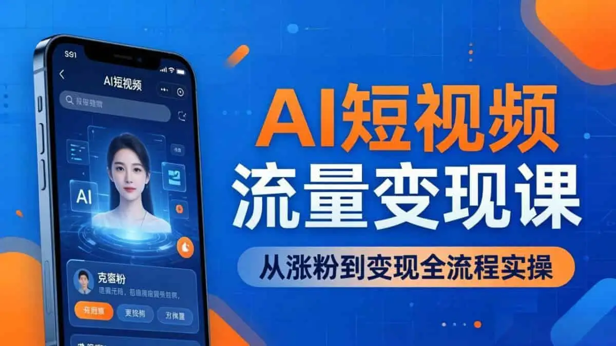 （17939期）AI短视频流量变现课：一部手机玩转数字人克隆+爆款制作，从涨粉到变现全流程实操