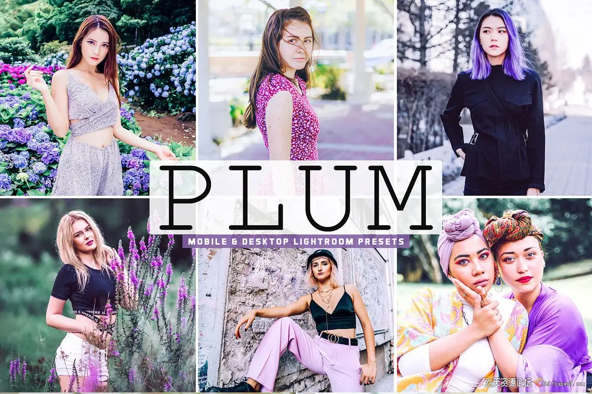 水洗淡紫色时尚人像LR预设/手机APP预设Plum Pro Lightroom Presets