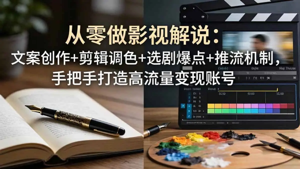 （17972期）从零做影视解说：文案创作+剪辑调色+选剧爆点+推流机制，手把手打造高流量变现账号