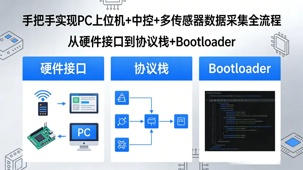 [硬件/嵌入式/PLC教程] 手把手实现PC上位机+中控+多传感器数据采集 从硬件接口到协议栈+Bootloader全流程