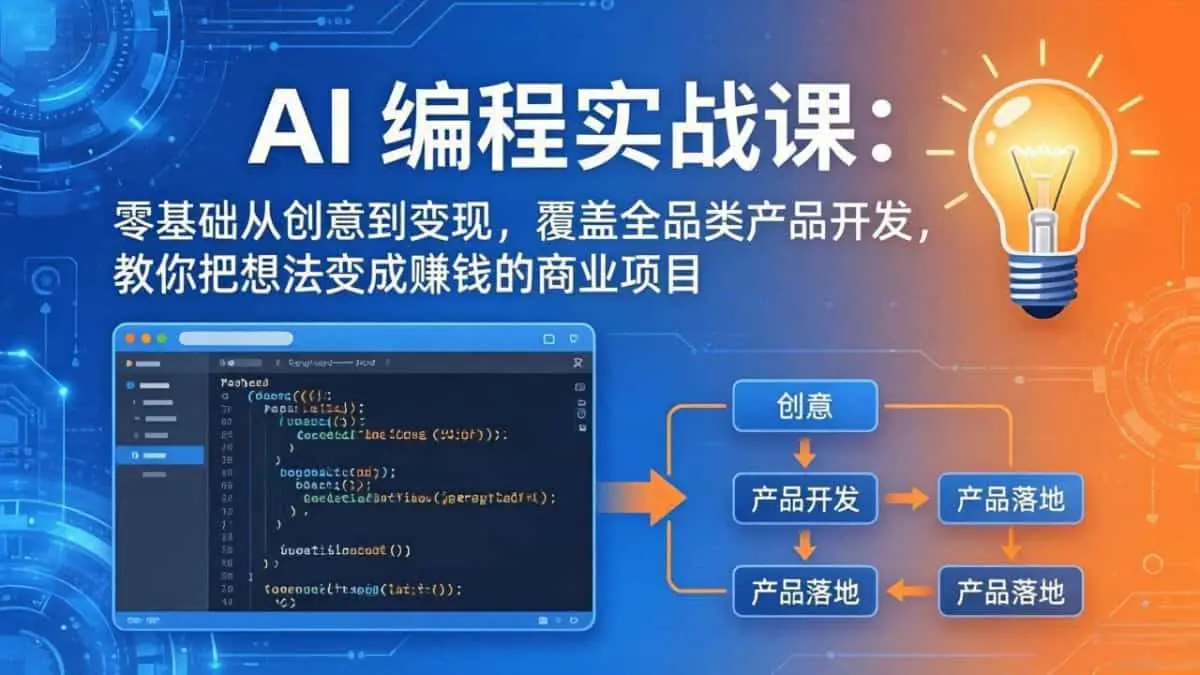 （18084期）AI编程实战课-第三期-4月17更新：零基础从创意到变现，覆盖全品类产品开发，把想法变成赚钱项目