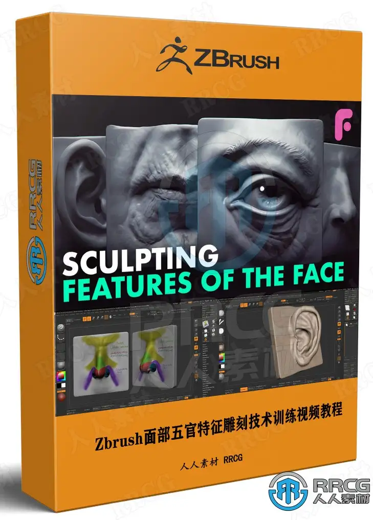 Zbrush面部五官特征雕刻技术训练视频教程