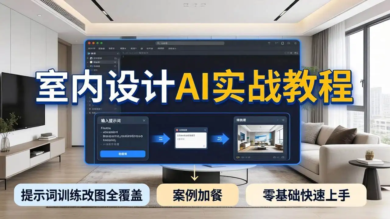 （18216期）2026室内设计AI实战教程，提示词训练改图全覆盖，搭配案例加餐，零基础也能快速上手