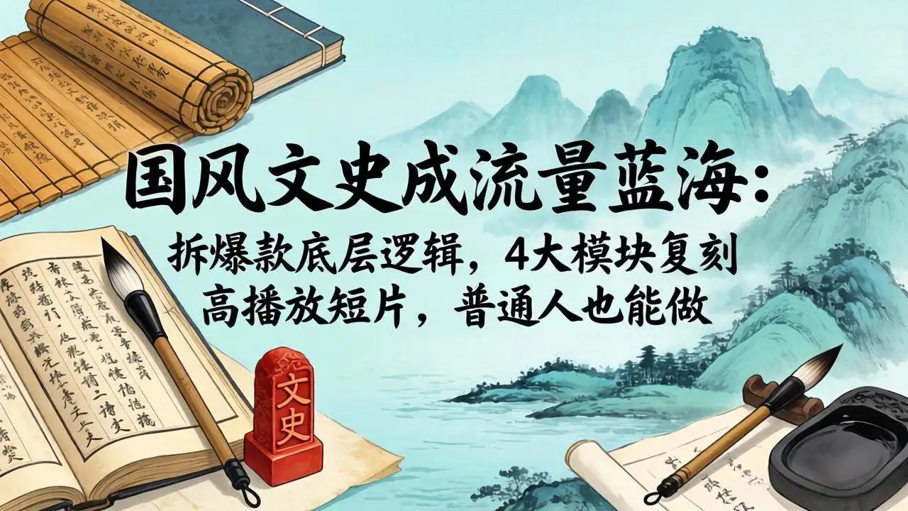 （18227期）国风文史成流量蓝海：拆爆款底层逻辑，4大模块复刻高播放短片，普通人也能做