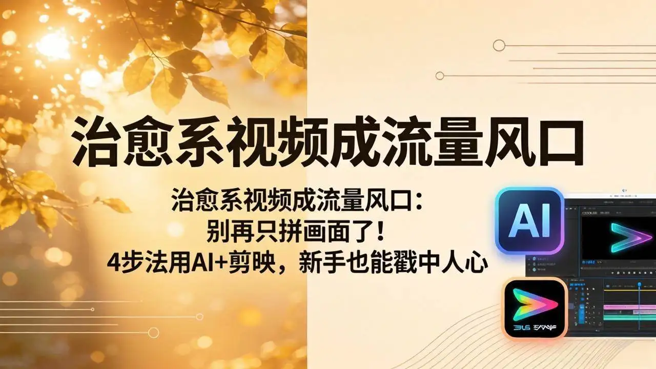 （18219期）治愈系视频成流量风口：别再只拼画面了！4步法用AI+剪映，新手也能戳中人心