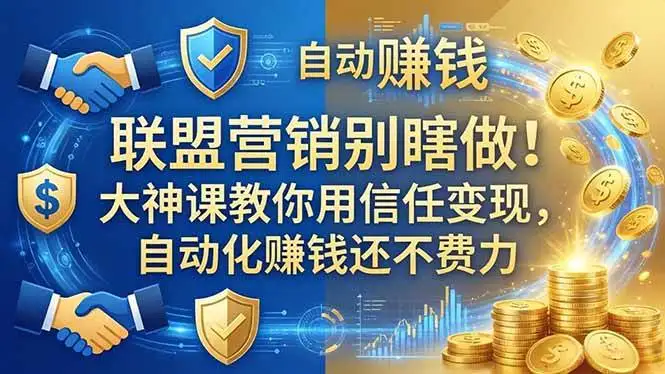（18242期）联盟营销别瞎做！大神课教你用信任变现，自动化赚钱还不费力【原创双语字幕】