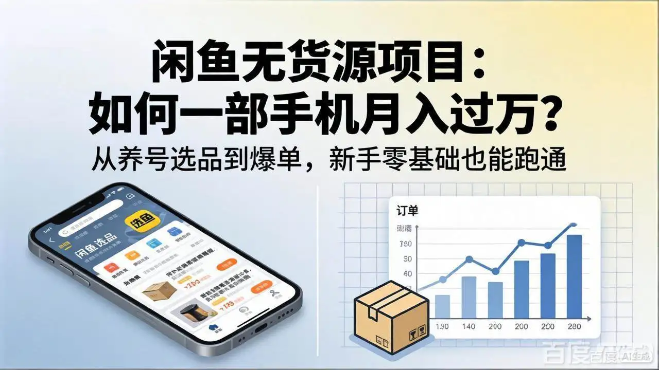（18259期）闲鱼无货源项目：如何一部手机月入过万？从养号选品到爆单，新手零基础也能跑通