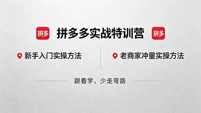 （18309期）拼多多实战特训营(更新5月3)：不管是新手入门或老商家冲量，都有实操方法，跟着学，少走弯路