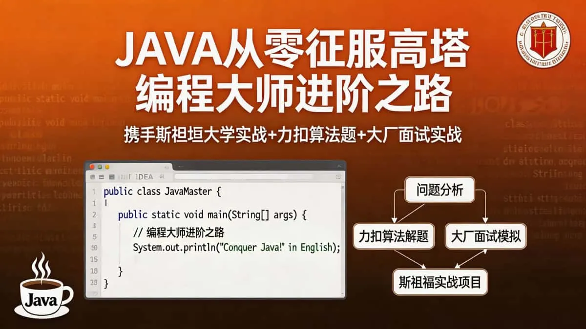 [JAVA教程] JAVA从零征服高塔 JAVA编程大师进阶之路 携手斯坦福大学实战+力扣算法题+大厂面试实战