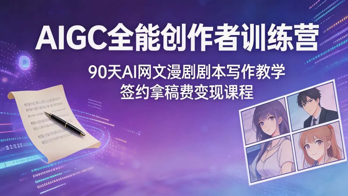 1. AIGC全能创作者训练营 90天AI网文漫剧剧本写作教学签约拿稿费变现课程