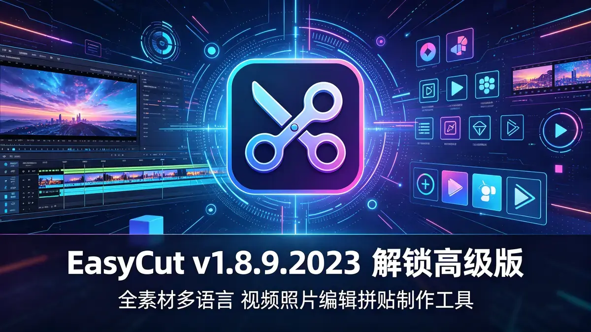 EasyCut v1.8.9.2023 解锁高级版 全素材多语言 视频照片编辑拼贴制作工具插图 生成方形风景图片