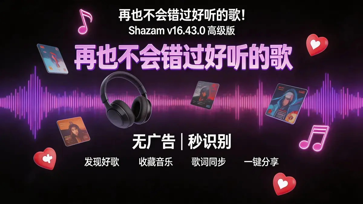 3 秒识歌！Shazam 音乐雷达高级版 无广告无国家限制