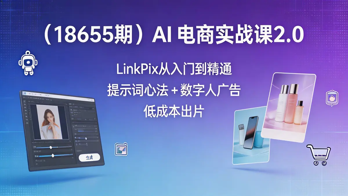 （18655期）AI 电商实战课2.0｜LinkPix 从入门到精通，提示词心法 + 数字人广告，低成本出片
