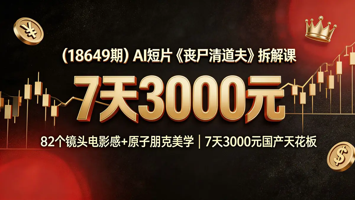 （18649期）AI短片《丧尸清道夫》拆解课：82个镜头电影感+原子朋克美学，7天3000元国产天花板