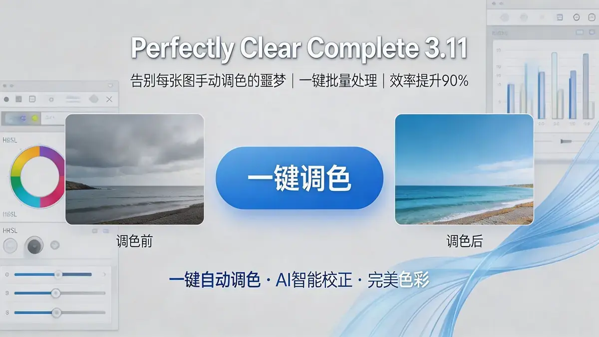 Perfectly Clear Complete v3.11 专业 AI 智能修图软件 | 自动调色 + 批量处理，双平台可用