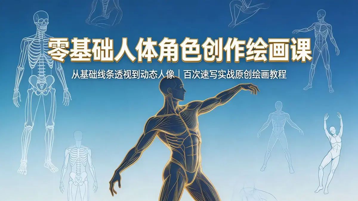 零基础人体角色创作绘画课：从线条基础到百人速写的全链路角色设计实战