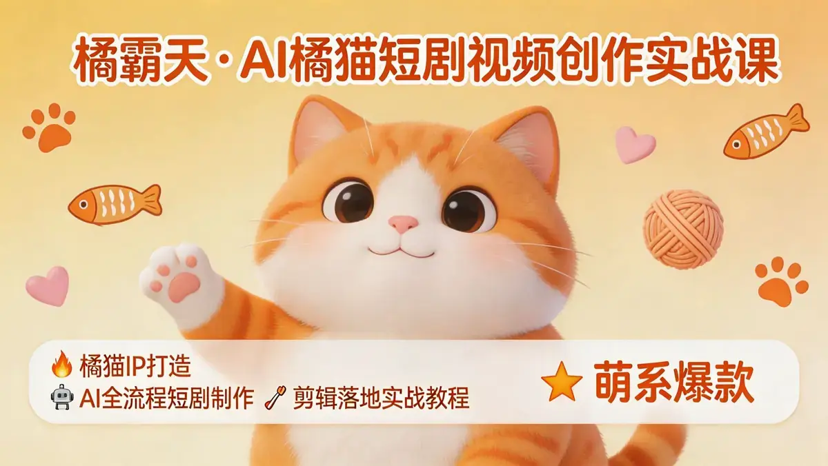橘霸天·AI橘猫短剧视频创作实战课：从IP构思到AI成片的全流程解析