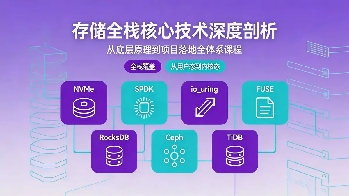 存储全栈核心技术深度剖析：NVMe/SPDK/io_uring/FUSE/RocksDB/Ceph/TiDB实战精讲
