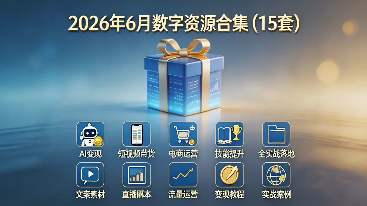 2026年6月10日数字资源合集（15 套）| AI 变现 + 短视频带货 + 电商运营 + 技能提升 全实战落地
