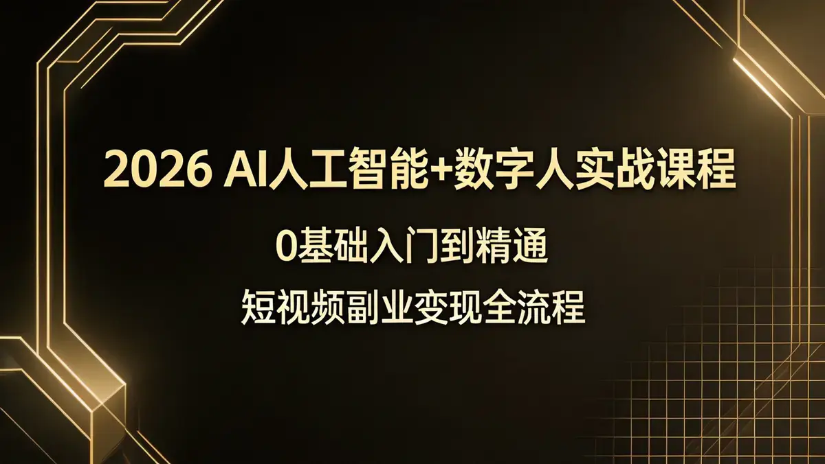 2026 AI人工智能与数字人全流程实战课：零基础入门到商业变现指南