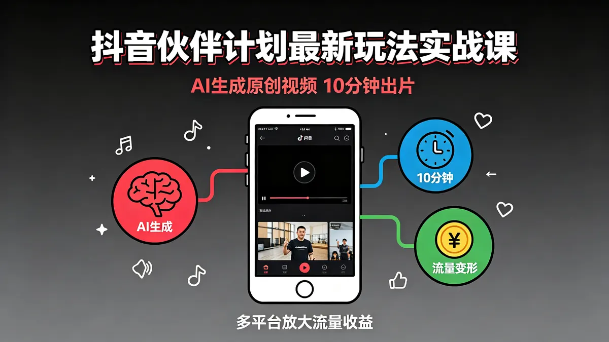 2026抖音伙伴计划AI自动化实战营：10分钟产出高质量原创，全域矩阵分发变现（18869期）