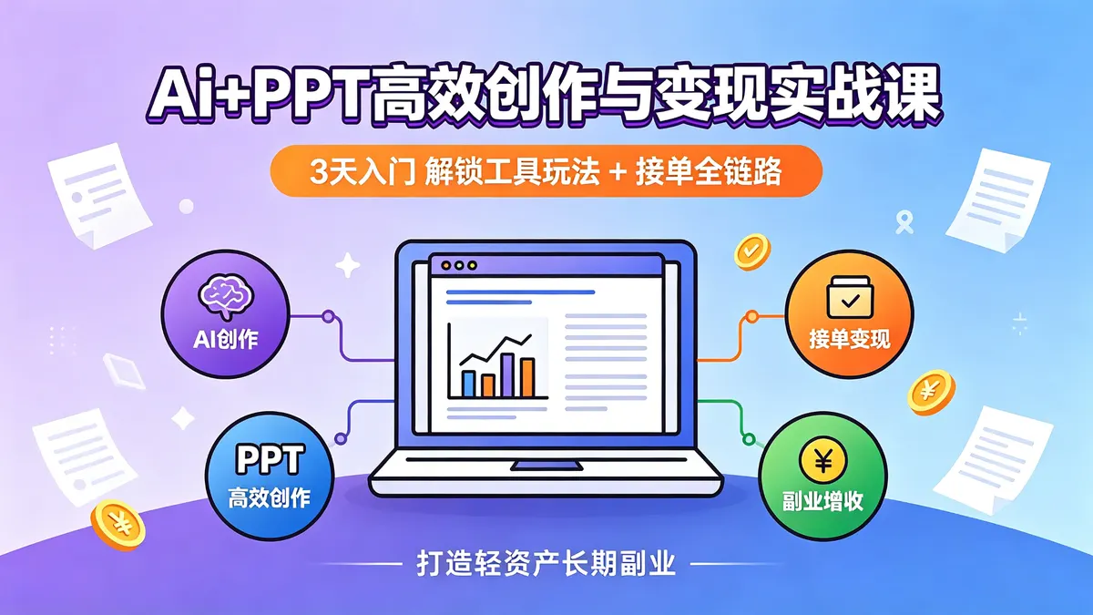 2026 AI+PPT高效变现实战营：零基础解锁智能创作与高客单价代做闭环（18881期）