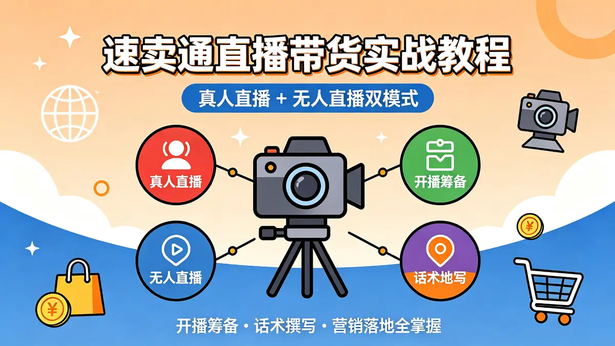 速卖通跨境直播全链路实战营：真人IP打造与智能托管推流双引擎驱动（18887期）
