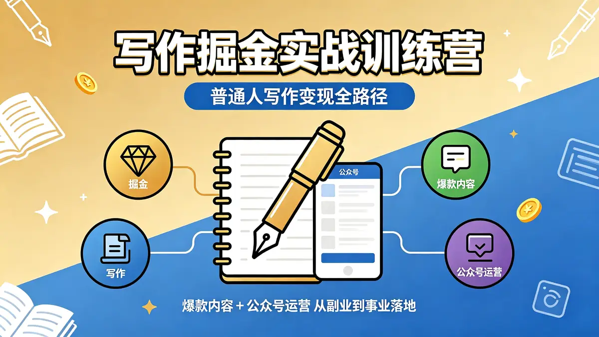 写作掘金实战训练营：公众号流量变现与爆款内容全链路拆解（18901期）