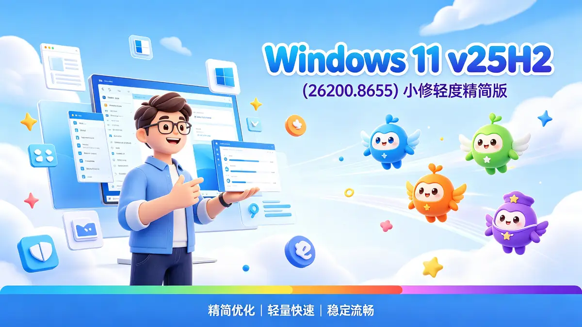 Windows 11 v25H2（26200.8655）小修轻度精简版：专业级纯净系统解决方案