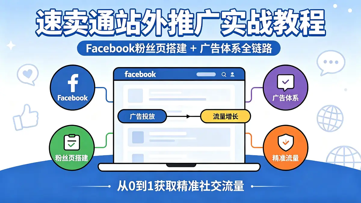 速卖通站外引流实战营：Facebook粉丝页基建与精准广告架构全拆解（18888期）