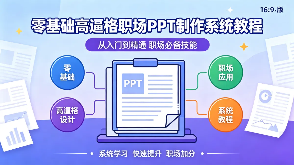 零基础高阶职场PPT全链路实战营：告别土味模板，打造专业级演示文稿