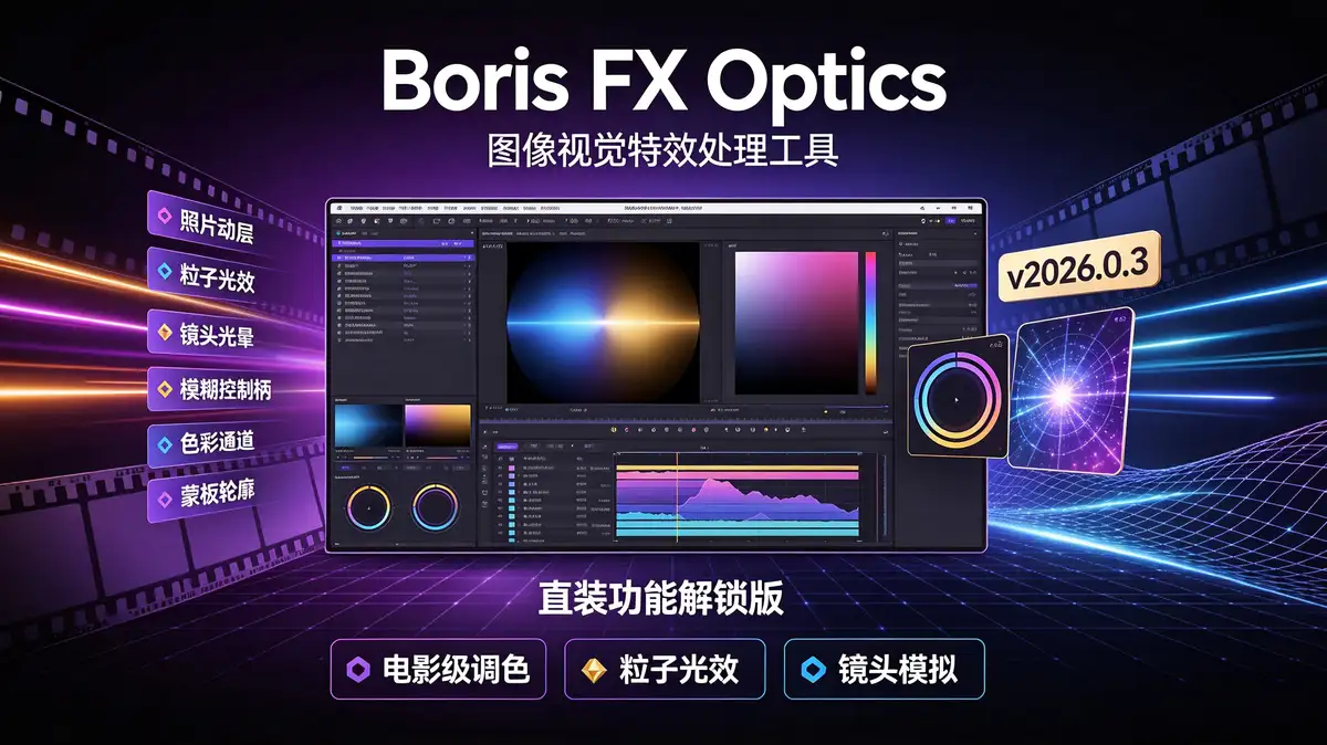 Boris FX Optics(图像视觉特效处理工具) v2026.0.3 直装功能解锁版插图 Boris FX Optics(图像视觉特效处理工具) v2026.0.3 直装功能解锁版 (2)