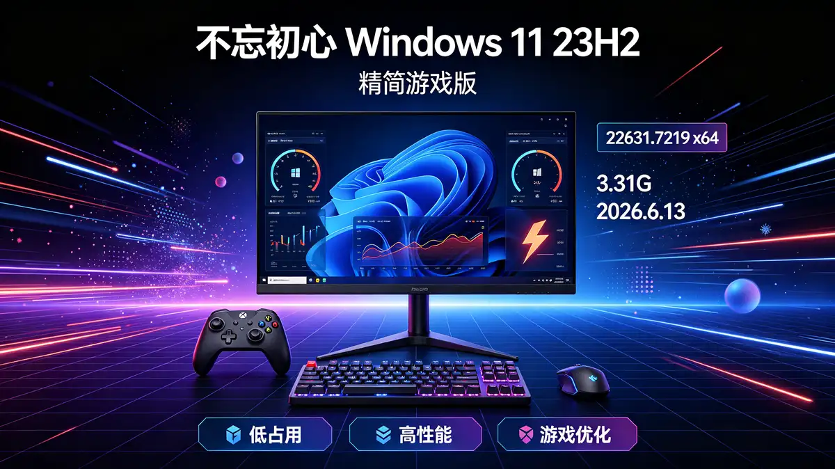 不忘初心 Windows 11 23H2 (22631.7219) x64 精简游戏版 [3.31G] (2026.6.13) (1)