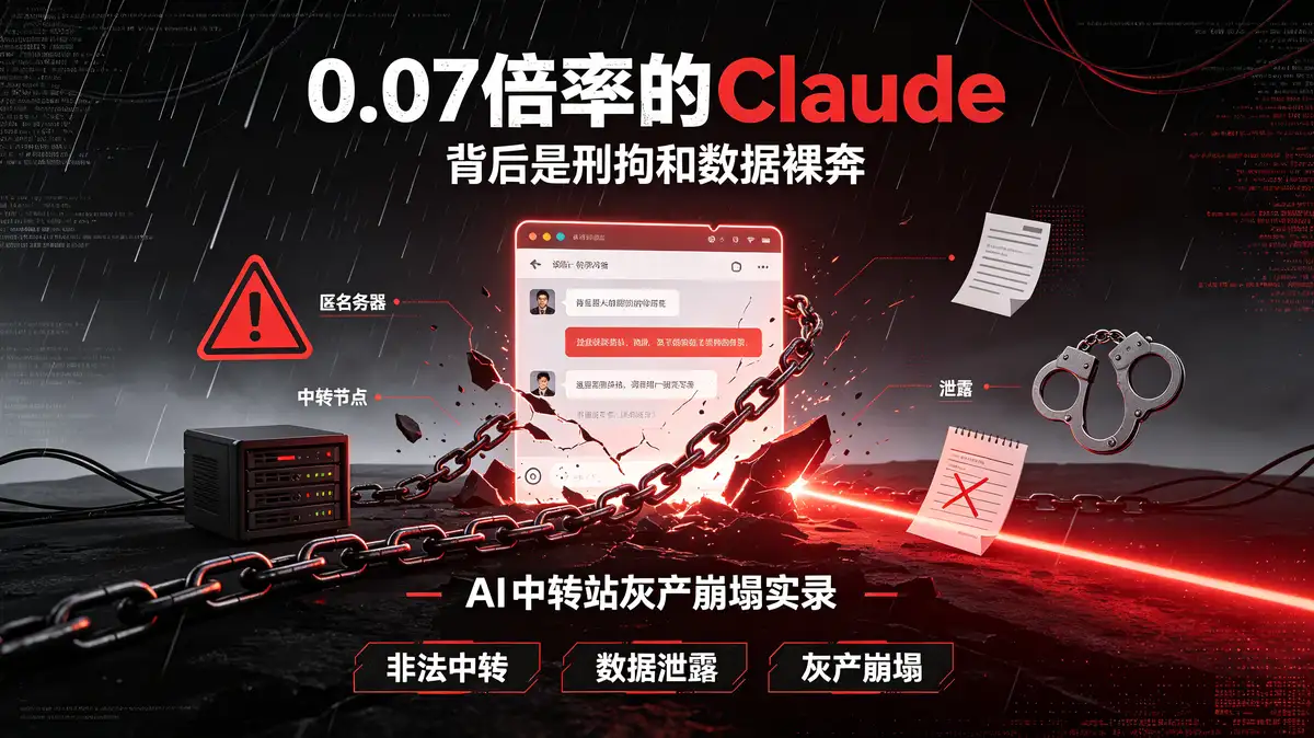 0.07倍率的Claude,背后是刑拘和数据裸奔 ——AI 中转站灰产崩塌实录插图 纯血Claude, 免费试用, 0.07倍率, AI中转站, 2026年最赚钱 (1)