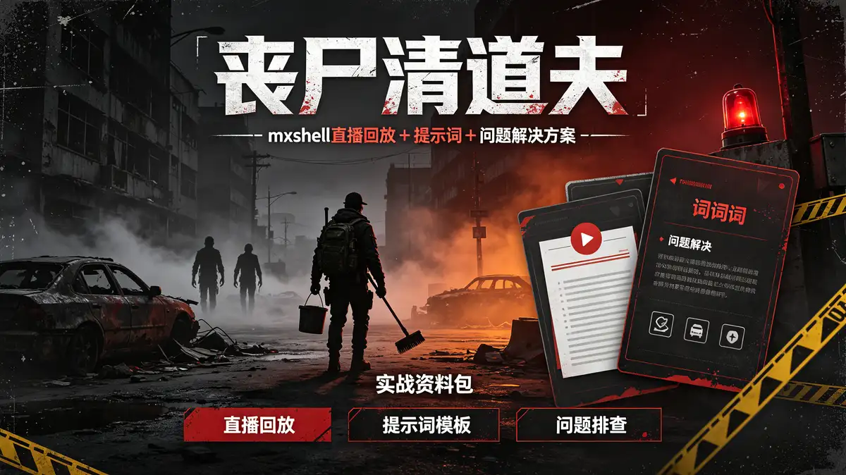 《丧尸清道夫》mxshell直播回放+提示词+问题解决方案插图 丧尸清道夫, 创作灵感宝库, AI重制版短片, mxshell直播回放, 提示词分享