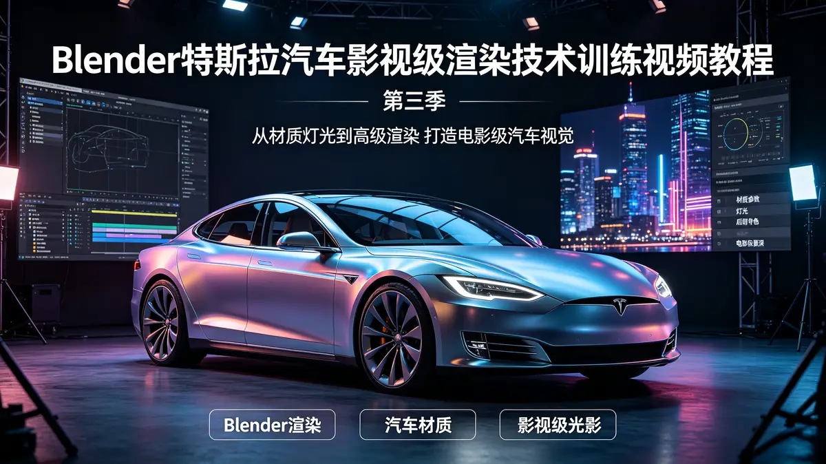 Blender特斯拉汽车影视级渲染技术训练视频教程第三季