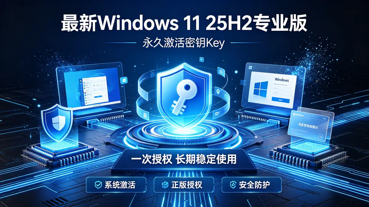 最新Windows 11 25H2专业版永久激活密钥key插图 Win11 25H2专业版激活密钥, Win11 25H2密钥激活步骤, Windows 11 25H2专业版, Win11 25H2专业版激活, Win11 25H2专业版密钥