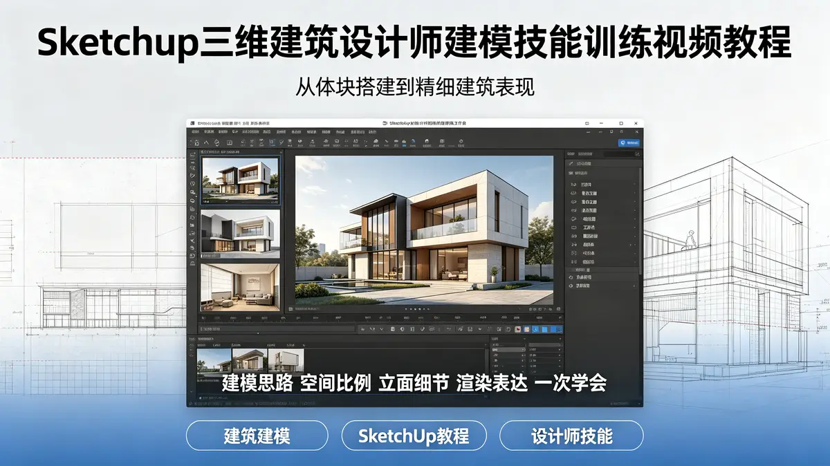 Sketchup三维建筑设计师建模技能训练视频教程