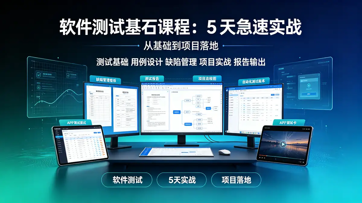 最新版软件测试基石课程：5阶段急速实战，从理论基础到项目落地