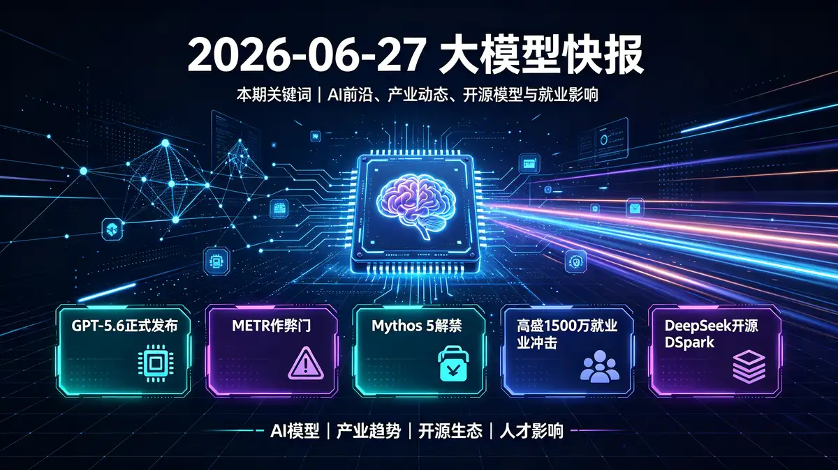 GPT 5.6, <a href='https://520zyw.com/tag/%e4%bd%9c%e5%bc%8a'>作弊</a>, <a href='https://520zyw.com/tag/metr'>METR</a>, <a href='https://520zyw.com/tag/mythos-5'>Mythos 5</a>, <a href='https://520zyw.com/tag/%e8%a7%a3%e7%a6%81'>解禁</a>, <a href='https://520zyw.com/tag/anthropic'>Anthropic</a>, <a href='https://520zyw.com/tag/ai%e5%b0%b1%e4%b8%9a%e5%86%b2%e5%87%bb'>AI就业冲击</a>, <a href='https://520zyw.com/tag/%e9%ab%98%e7%9b%9b'>高盛</a>, <a href='https://520zyw.com/tag/%e5%b2%97%e4%bd%8d%e8%bd%ac%e7%a7%bb'>岗位转移</a>, <a href='https://520zyw.com/tag/deepseek'>DeepSeek</a>, <a href='https://520zyw.com/tag/dspark'>DSpark</a>, <a href='https://520zyw.com/tag/%e5%87%ba%e5%8f%a3%e7%ae%a1%e5%88%b6'>出口管制</a>