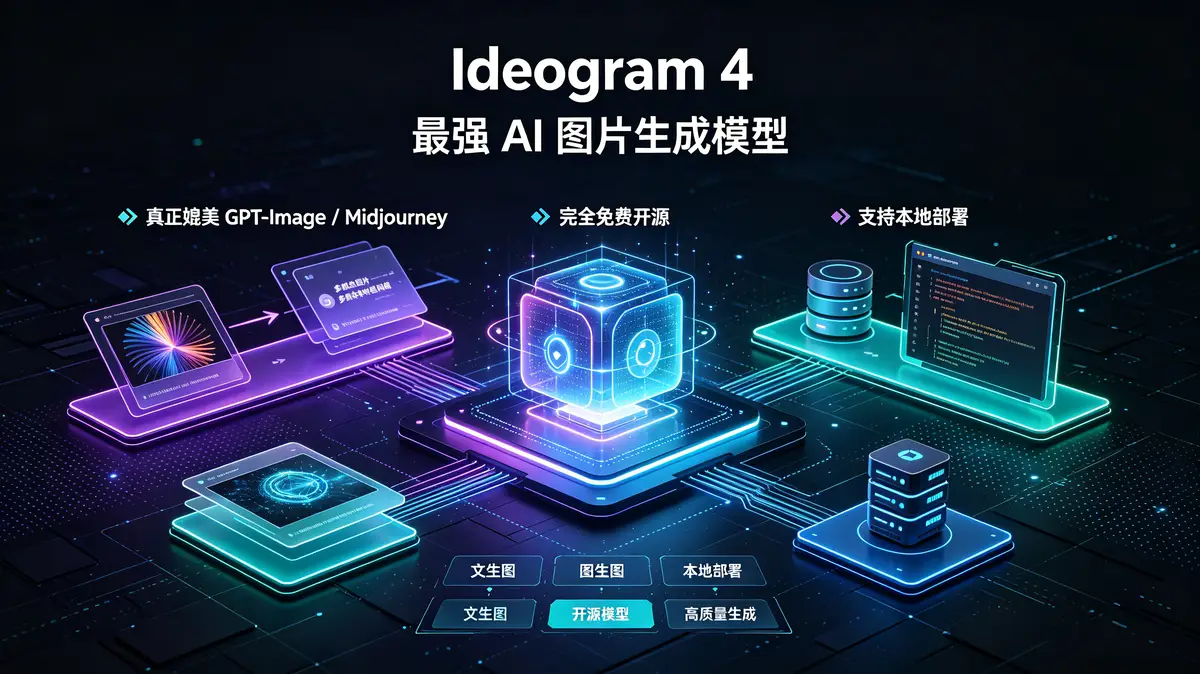 <a href='https://520zyw.com/tag/ideogram-4'>Ideogram 4</a>, <a href='https://520zyw.com/tag/%e5%bc%80%e6%ba%90'>开源</a>, <a href='https://520zyw.com/tag/93%e4%ba%bf%e5%8f%82%e6%95%b0'>93亿参数</a>, <a href='https://520zyw.com/tag/%e6%96%87%e5%ad%97%e6%b8%b2%e6%9f%93'>文字渲染</a>, <a href='https://520zyw.com/tag/%e6%9c%ac%e5%9c%b0%e9%83%a8%e7%bd%b2'>本地部署</a>, <a href='https://520zyw.com/tag/comfyui'>ComfyUI</a>, <a href='https://520zyw.com/tag/lora%e5%be%ae%e8%b0%83'>LoRA微调</a>, <a href='https://520zyw.com/tag/%e6%b5%b7%e6%8a%a5%e8%ae%be%e8%ae%a1'>海报设计</a>, <a href='https://520zyw.com/tag/%e5%95%86%e4%b8%9a%e8%a7%86%e8%a7%89'>商业视觉</a>, <a href='https://520zyw.com/tag/%e5%9f%ba%e5%87%86%e6%b5%8b%e8%af%95'>基准测试</a>, <a href='https://520zyw.com/tag/%e5%b8%83%e5%b1%80%e6%8e%a7%e5%88%b6'>布局控制</a>, <a href='https://520zyw.com/tag/%e8%ae%be%e8%ae%a1%e5%b8%88%e7%9b%b2%e6%b5%8b'>设计师盲测</a>