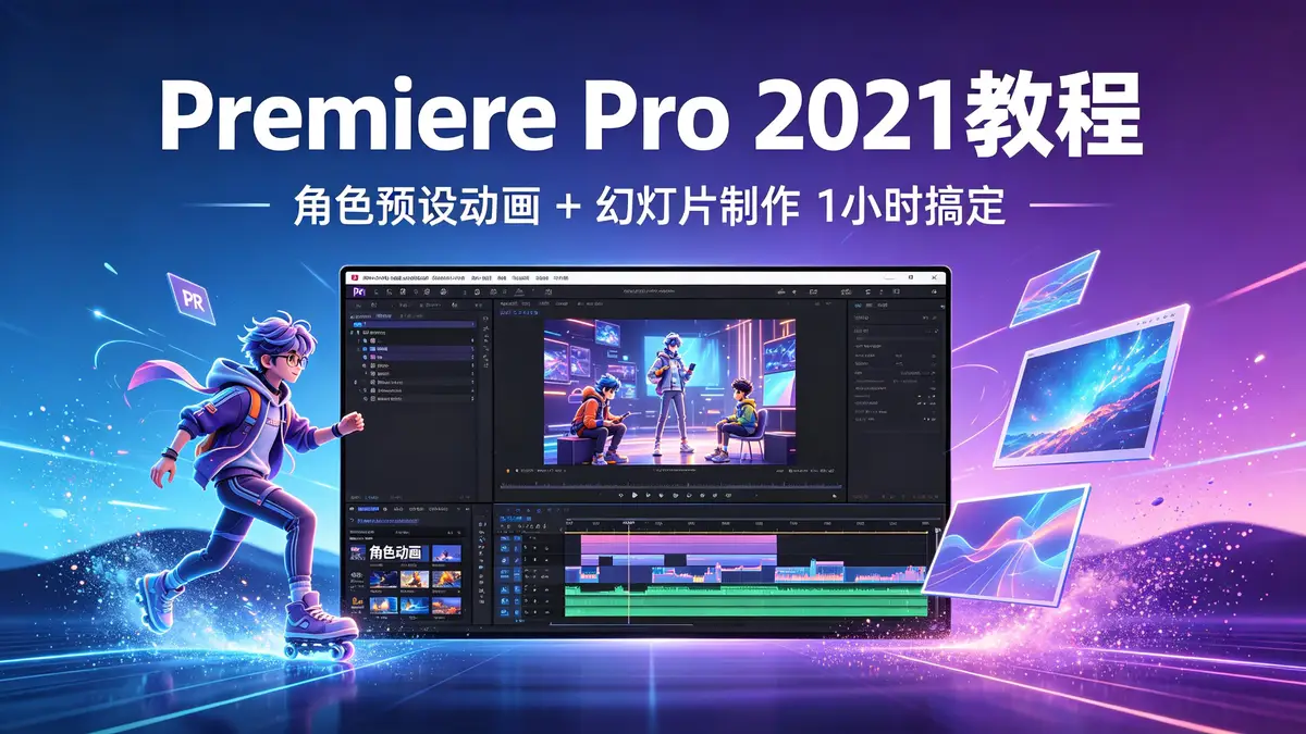 Premiere Pro 2021角色预设动画幻灯片编辑制作视频教程