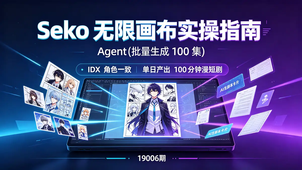 （19006期）Seko无限画布实操指南：Agent批量生成100集+IDX角色一致，单日产出100分钟漫短剧