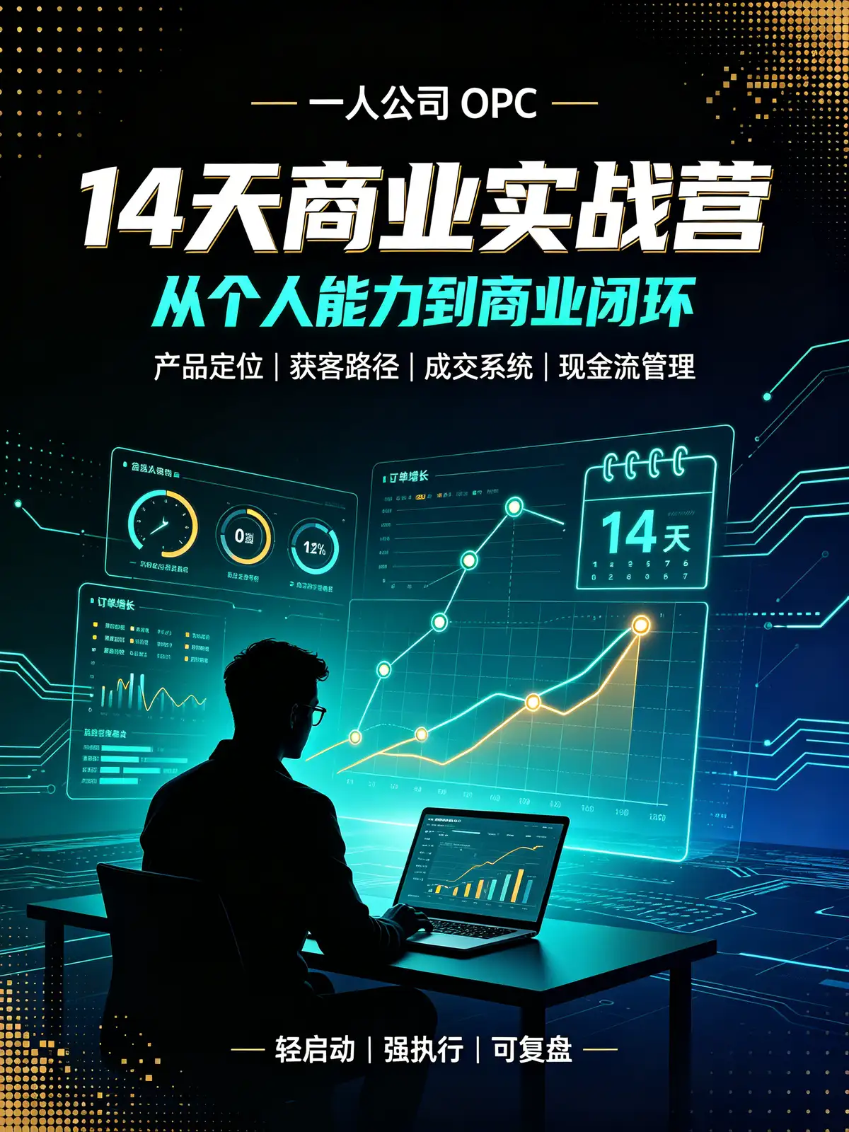 一人公司, 商业实战营, 定位, 商业模式, AI工具, 课程设计, B端业务, 知识库, 内容矩阵, 虚拟产品, 私域, 保险业务